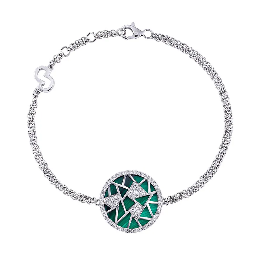 Archt Lattice Bracelet Combining Ancient Oriental Ice-Ray Motifs Found in Window Lattice with Malachite - DeGem Malaysia