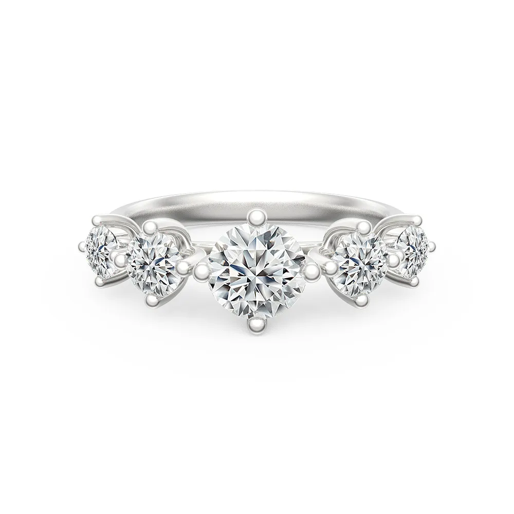 BrilliantC Unity 5-Stone Diamond Ring Representing 5 Dazzling Ideal-Cut BrilliantC Diamonds Unite on a Platinum Ring Setting - DeGem Malaysia