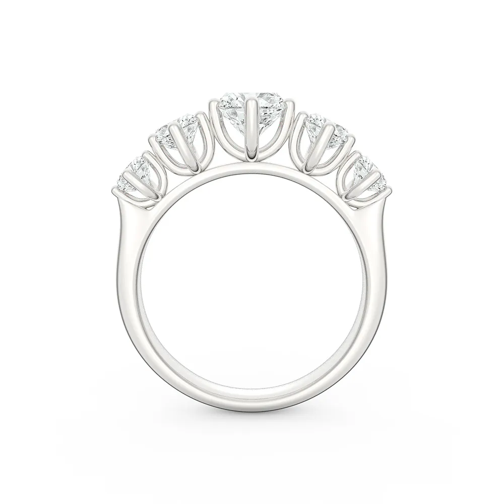 BrilliantC Unity 5-Stone Diamond Ring Set in Platinum with 5 Ideal-Cut BrilliantC Diamonds - DeGem Malaysia