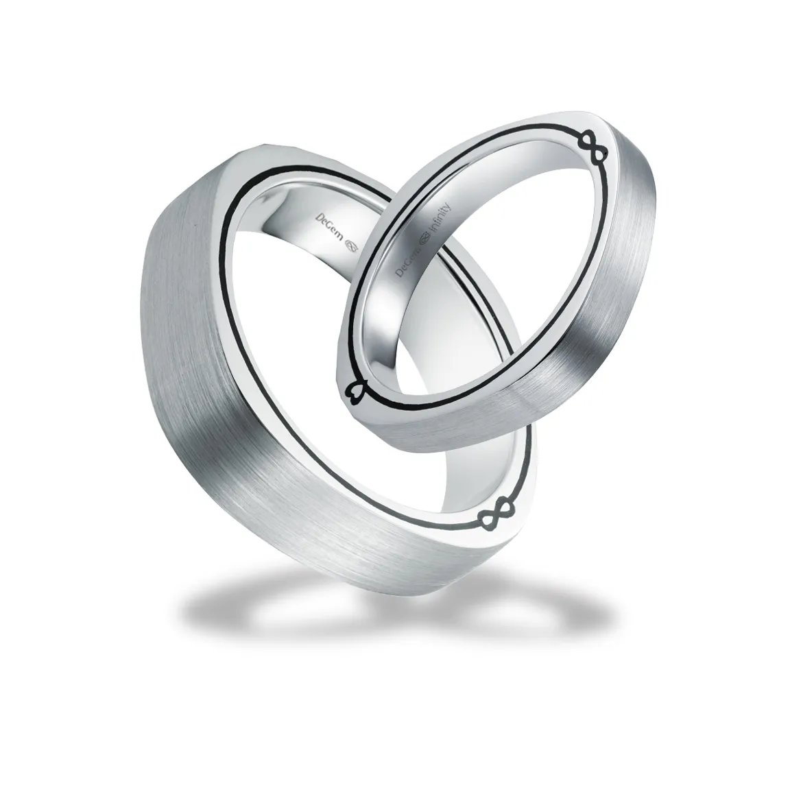 INFINITY® Trust Wedding Band Featuring 18K White Gold And Black Enamel And Available Bespoke In 18K Rose Gold Or Yellow Gold - DeGem Malaysia