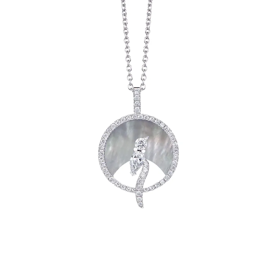 DeGem W!Nk Diamond Necklace Featuring 18k White Gold with 1 Piece of Pear Shape Diamond - DeGem Malaysia