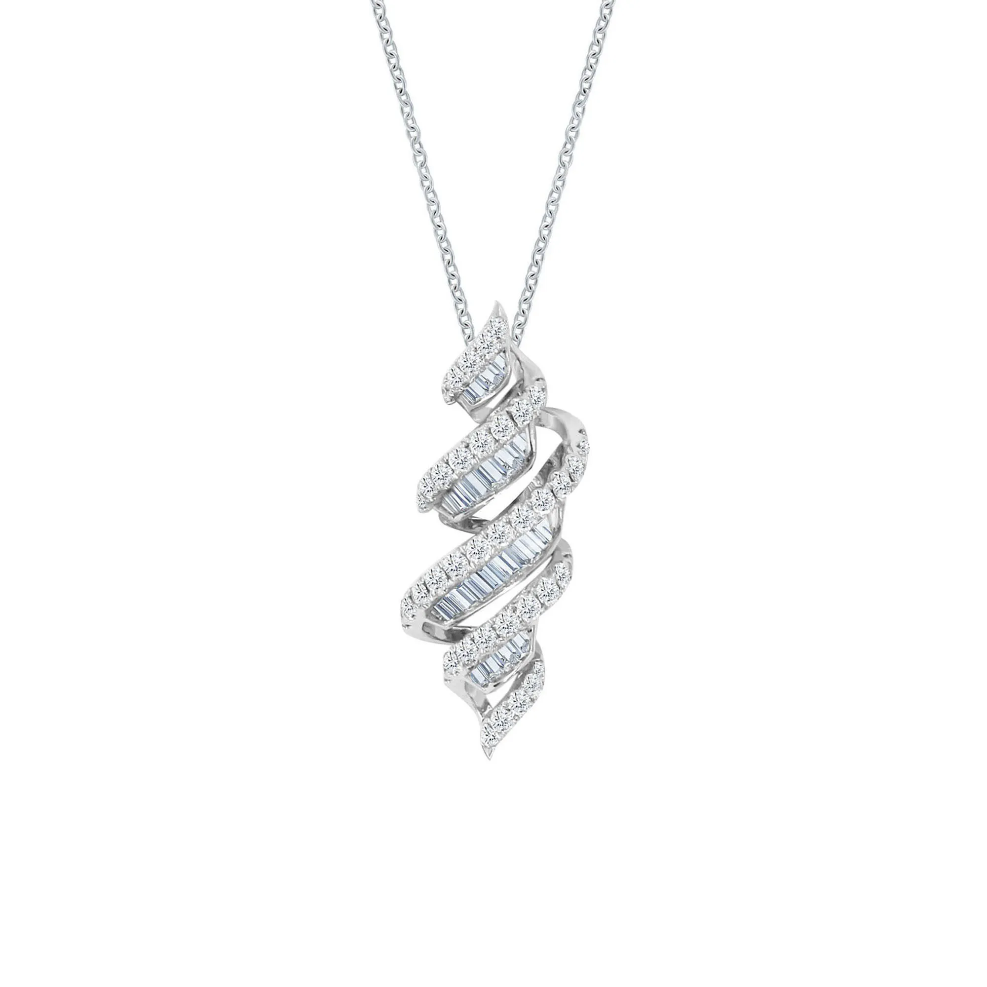 DeGem DNA Diamond Necklace in 18K Yellow Gold with Brilliant Cut Round Diamonds and Tapered Cut Diamonds - DeGem Malaysia