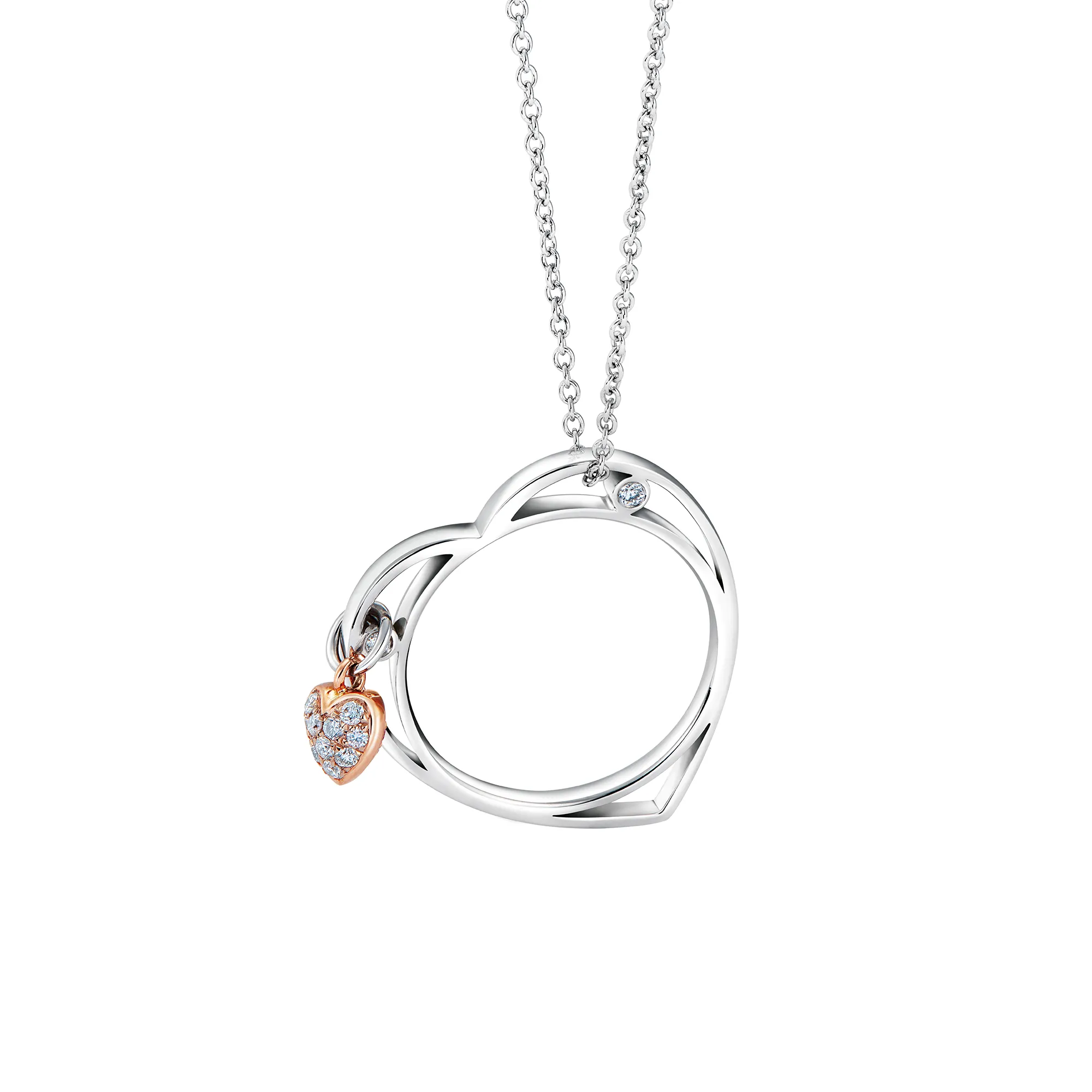 DeGem Forever In Love Diamond Necklace Representing a Symbol of Love Set in 18k White Gold with Diamonds - DeGem Malaysia