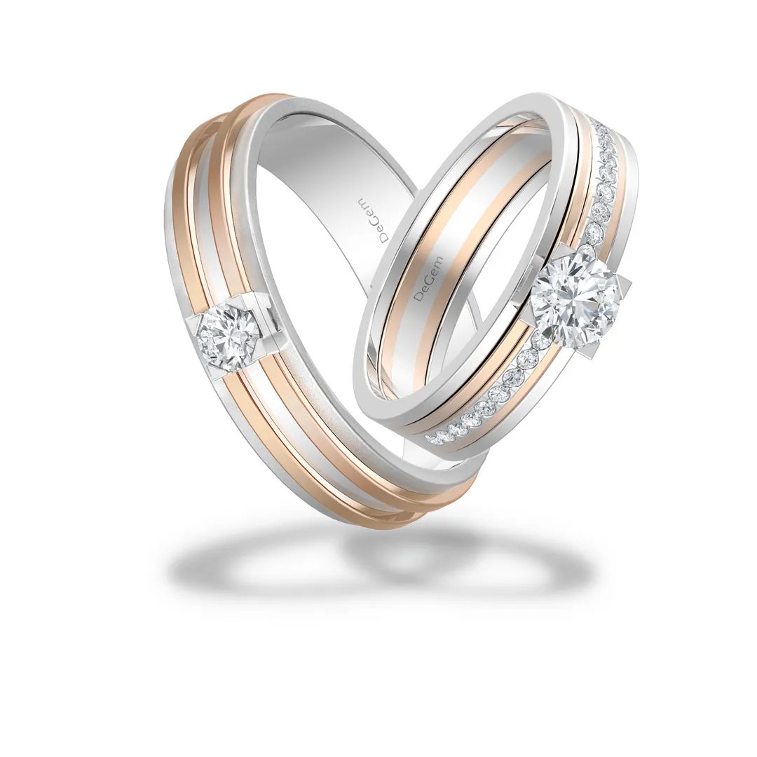 Forevermark Majestic Diamond Rose Gold And 18K White Gold Wedding Band - DeGem Malaysia