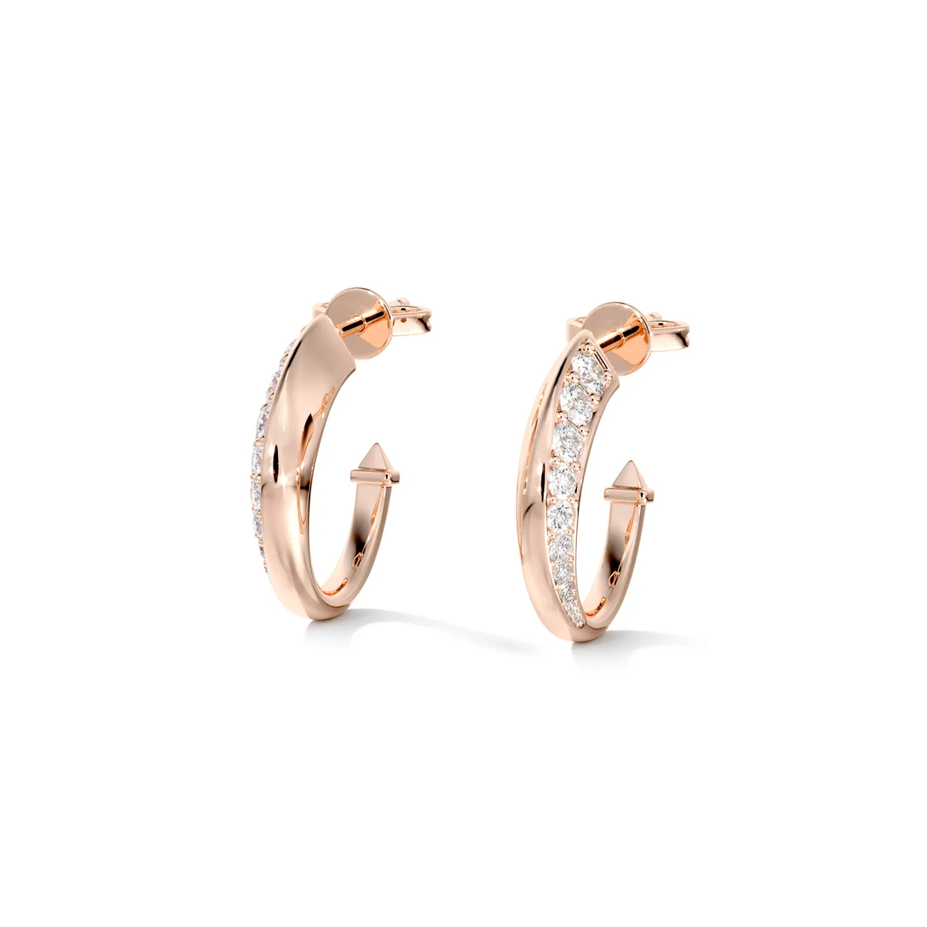 Forevermark Avaanti™ Pavé Diamond Hoop Earrings In 18K Rose Gold With 22 De Beers Forevermark Pavé Diamonds - DeGem Malaysia