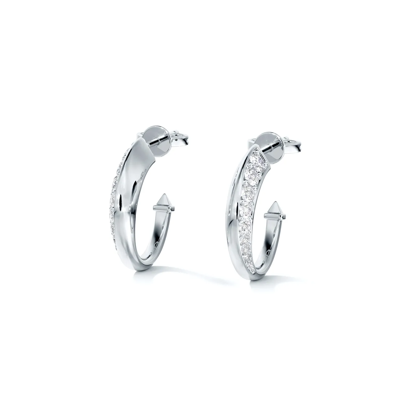 Forevermark Avaanti Pavé Diamond Hoop Earrings Set in 18K White Gold with De Beers Forevermark Pavé Diamonds - DeGem Malaysia