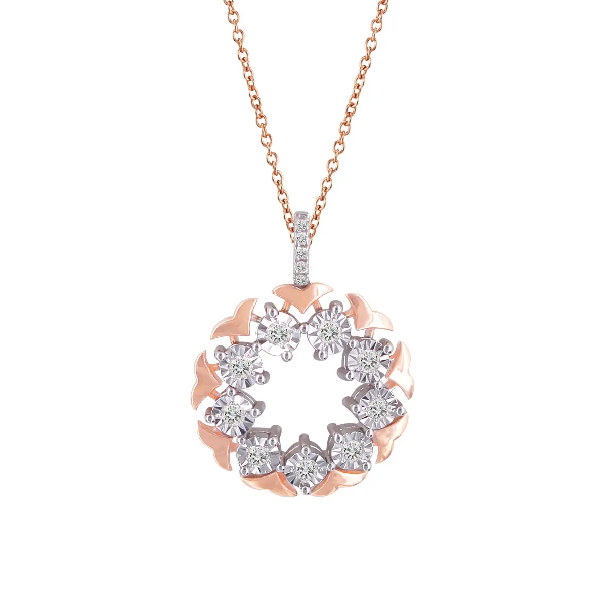 DeGem Dianth Diamond Necklace Set in 18K White Gold and 18K Rose Gold with 14 Pieces of Diamonds - DeGem Malaysia