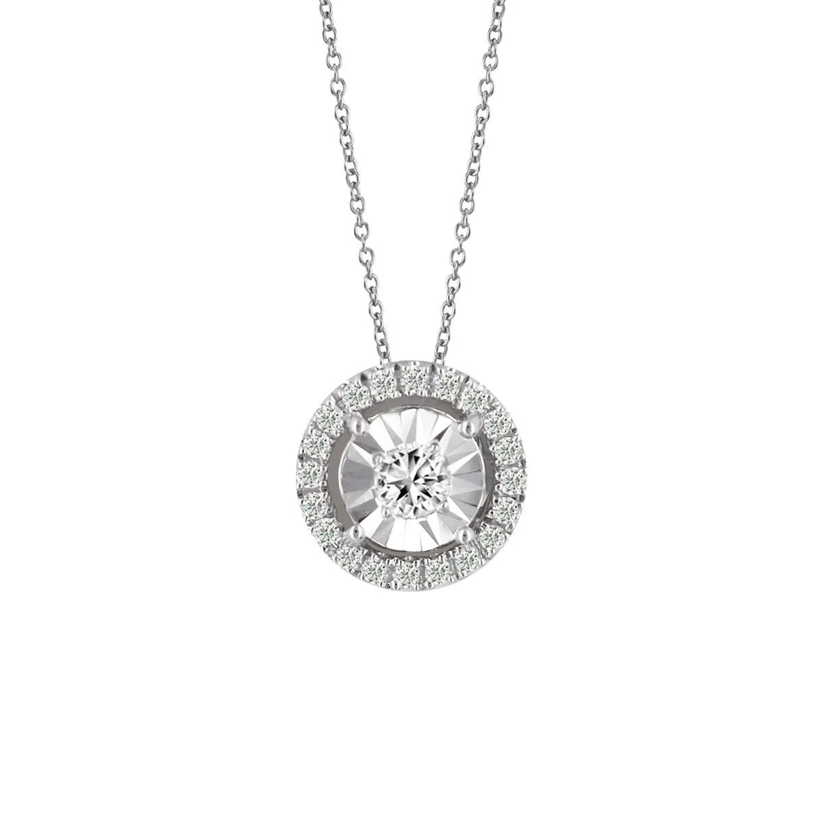 DeGem Ethereal Round Diamond Necklace Featuring 18k White Gold with Diamonds - DeGem Malaysia