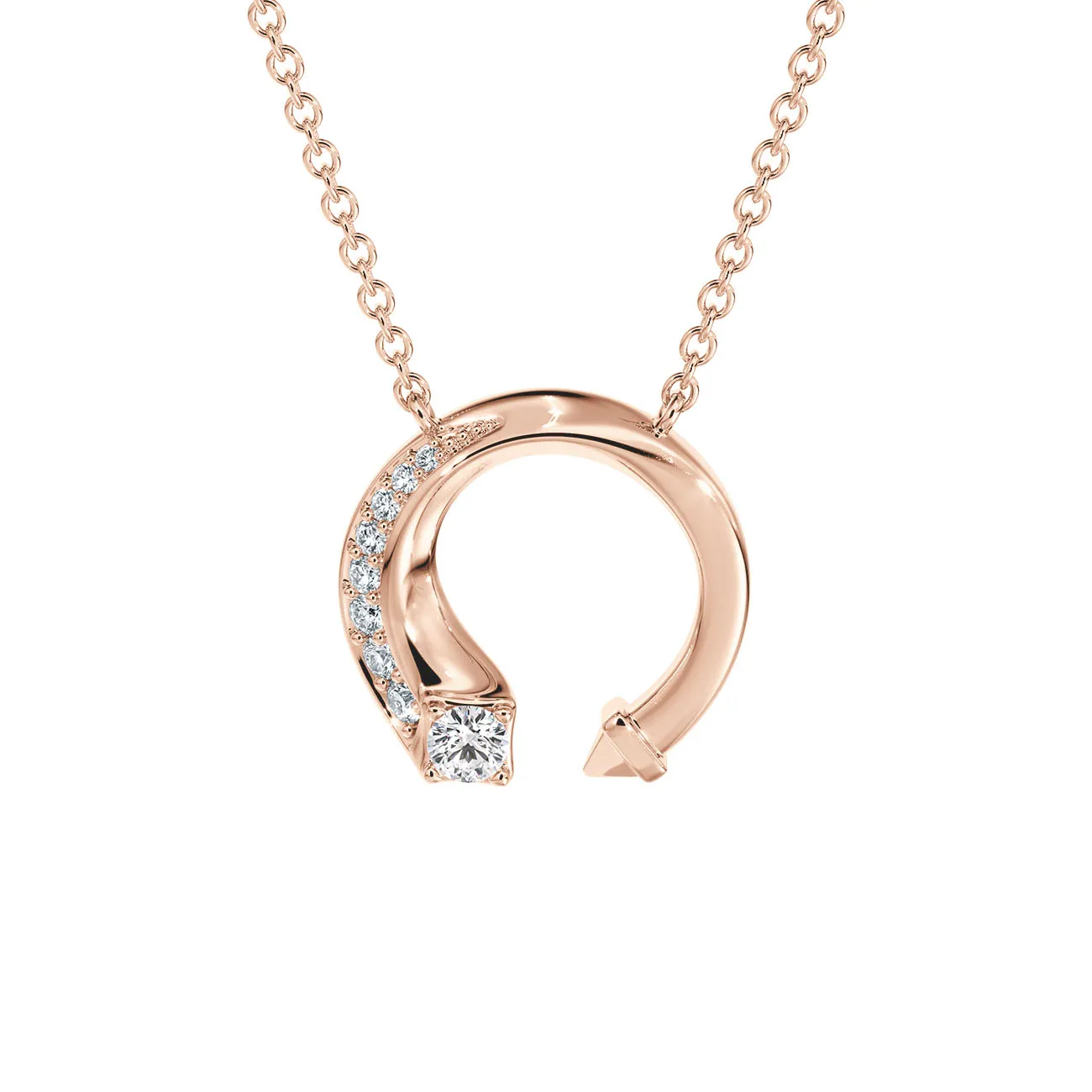 Forevermark Avaanti Mini Pavé Diamond Pendant in 18K Rose Gold With 1 De Beers Forevermark Center Diamond And 8 De Beers Forevermark Pavé Diamonds - DeGem Malaysia