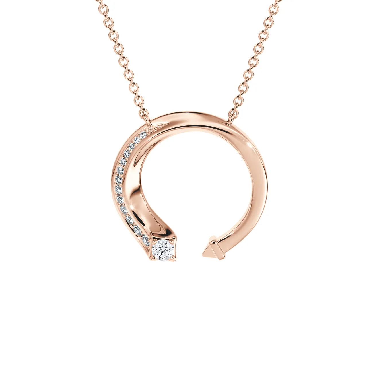Forevermark Avaanti™ Grand Pavé Diamond Pendant in 18K Rose Gold With 1 De Beers Forevermark Center Diamond And 12 De Beers Forevermark Pavé Diamonds - DeGem Malaysia
