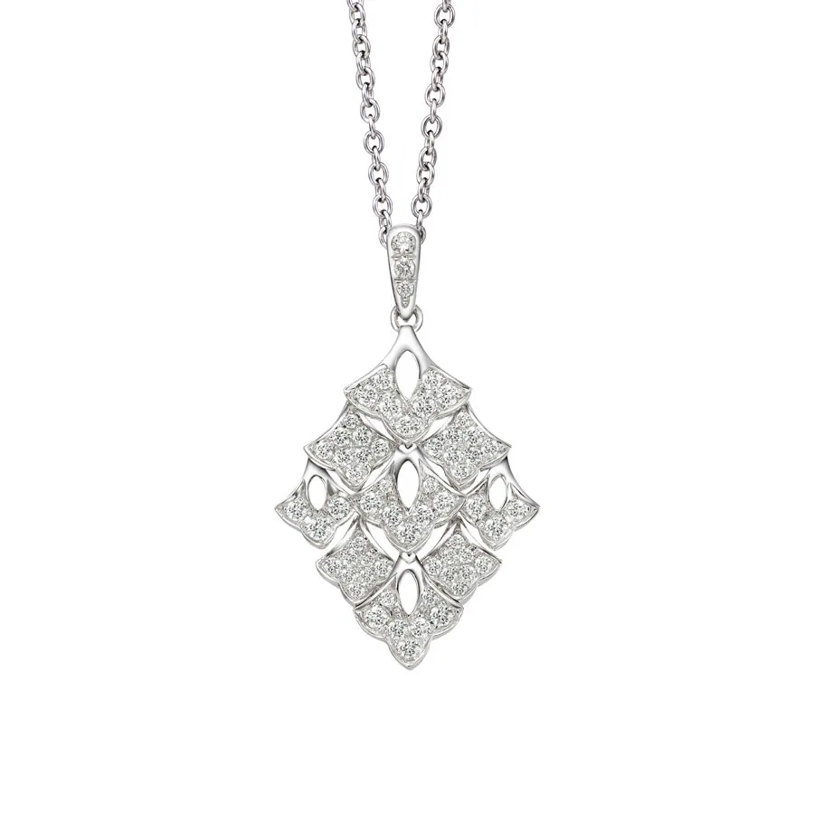 DeGem Ayla Diamond Necklace Featuring 18k White Gold with 62 Pieces of Diamonds - DeGem Malaysia