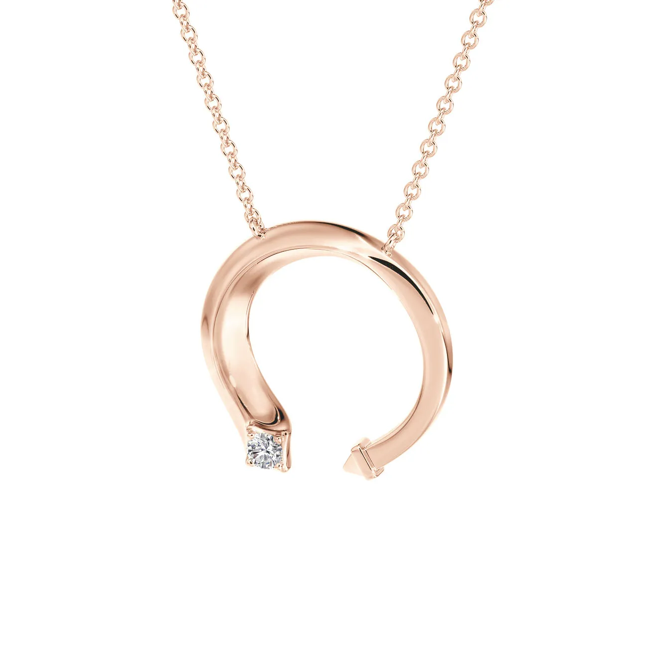 Forevermark Avaanti Grand Diamond Pendant Featuring a Minimalistic Curved Design in 18K Rose Gold - DeGem Malaysia