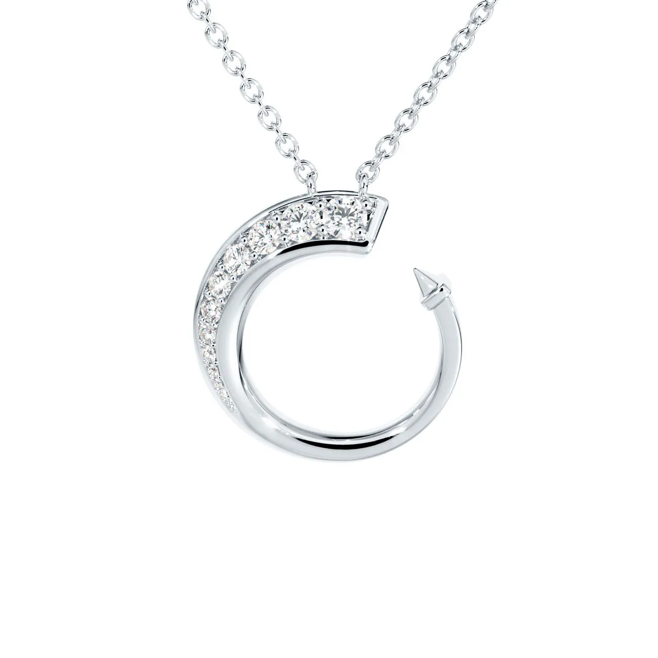 Forevermark Avaanti Pavé Diamond Pendant Set in 18K White Or Rose Gold with 11 De Beers Forevermark Pavé Diamonds - DeGem Malaysia