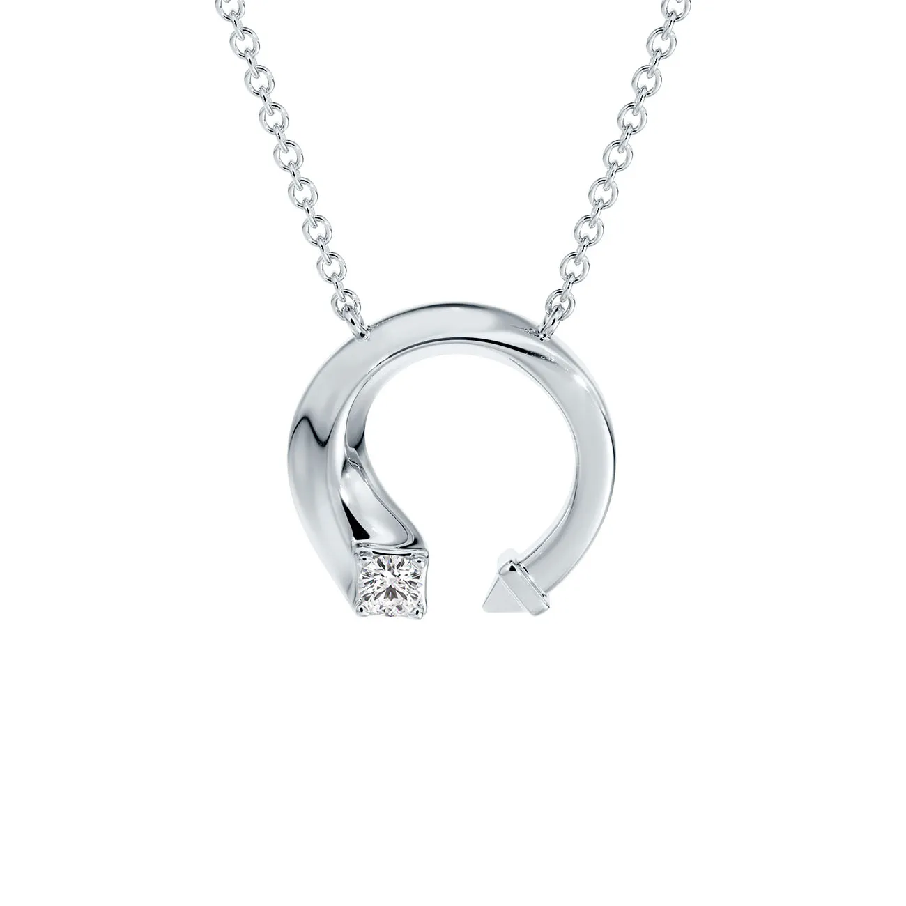 Forevermark Avaanti Mini Diamond Pendant Set in 18K White Gold Adorned with a De Beers Forevermark Diamond - DeGem Malaysia