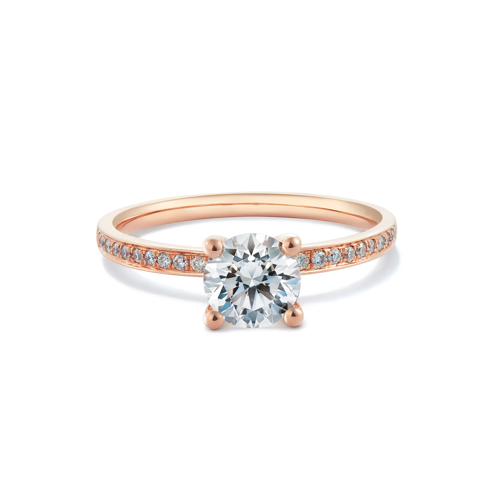 "Revel For Forevermark Pavé Solitaire Diamond Ring Set in 18K White Gold And Rose Gold with 1 De Beers Forevermark Diamond and 26 Round Pavé Diamonds - DeGem Malaysia"