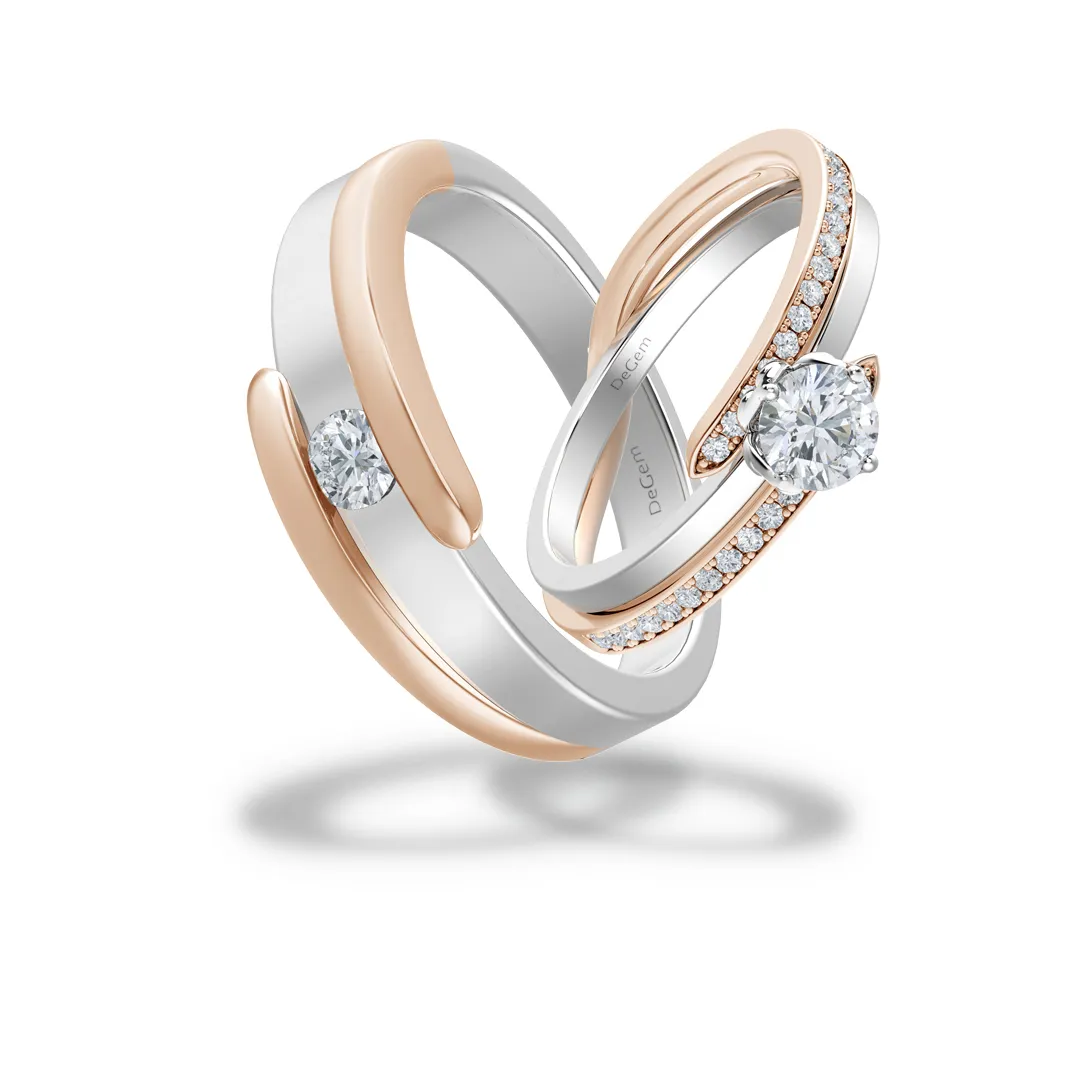 Forevermark Imperial Round Diamond 18K White Gold And Rose Gold Wedding Band - DeGem Malaysia
