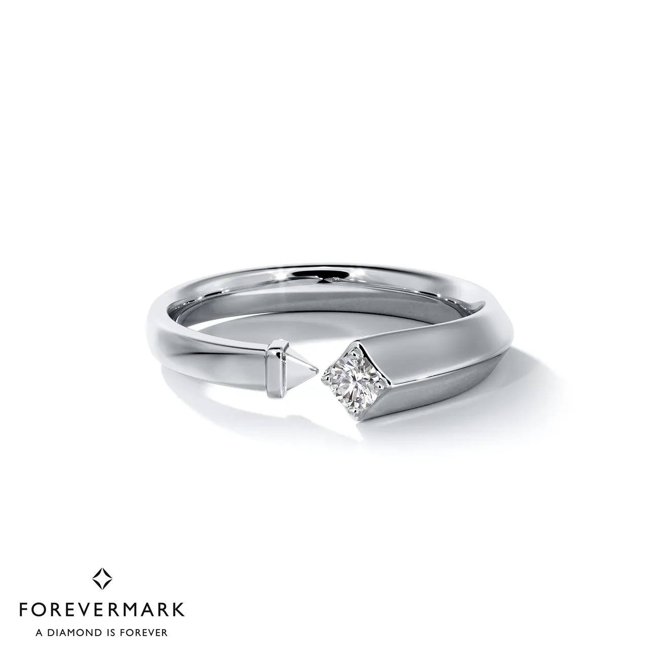 Forevermark Avaanti Closed Diamond Ring in 18K White Gold Showcasing a De Beers Forevermark Diamond - DeGem Malaysia