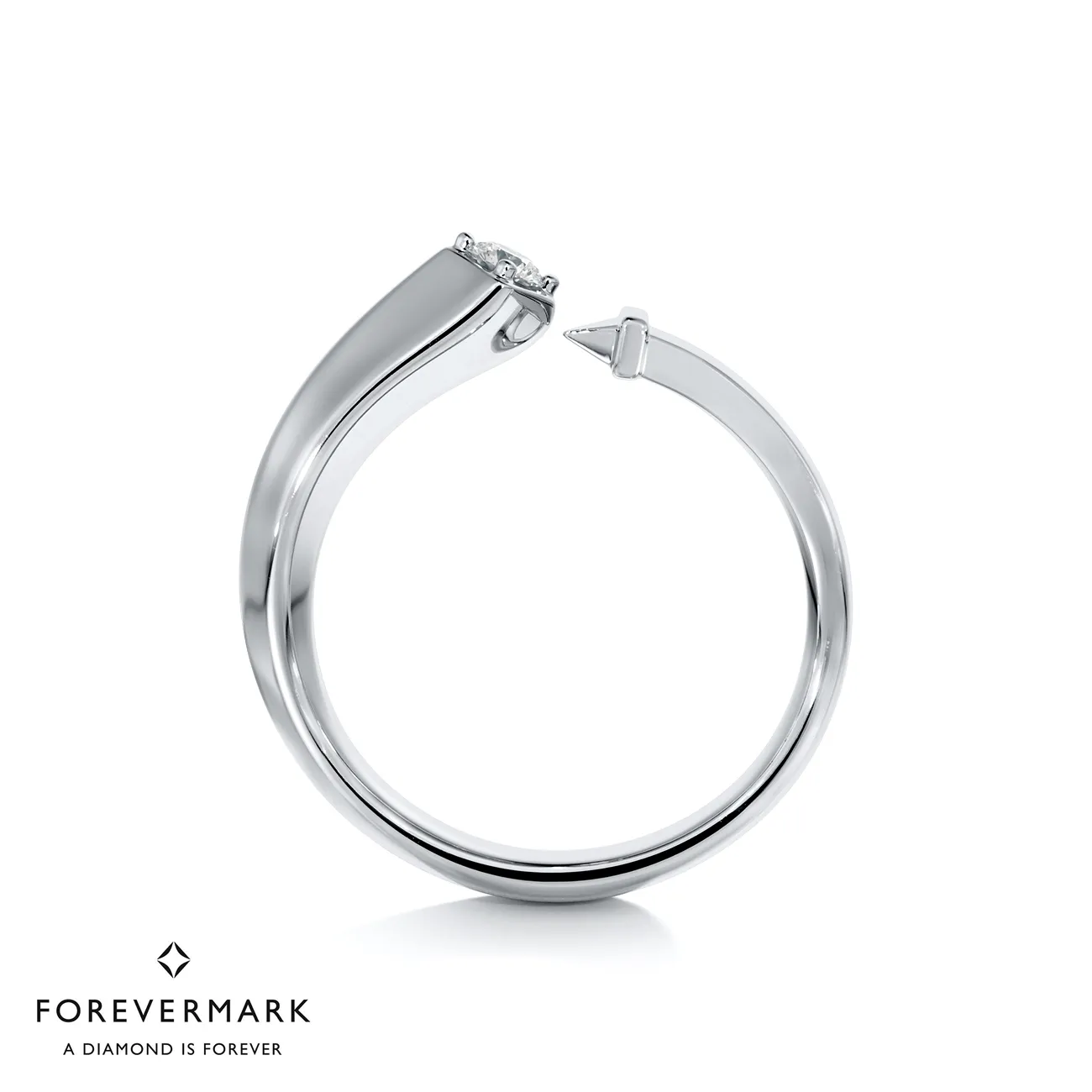 Forevermark Avaanti Closed Diamond Ring Featuring a De Beers Forevermark Diamond in 18K White Gold Setting - DeGem Malaysia