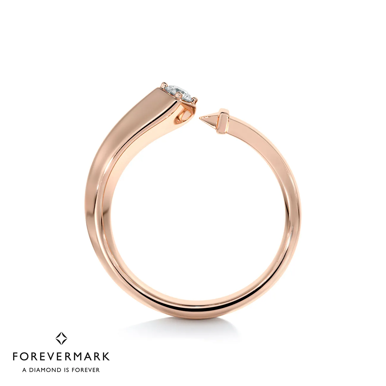 Forevermark Avaanti Closed Diamond Ring Featuring a De Beers Forevermark Diamond in 18K Rose Gold Setting - DeGem Malaysia