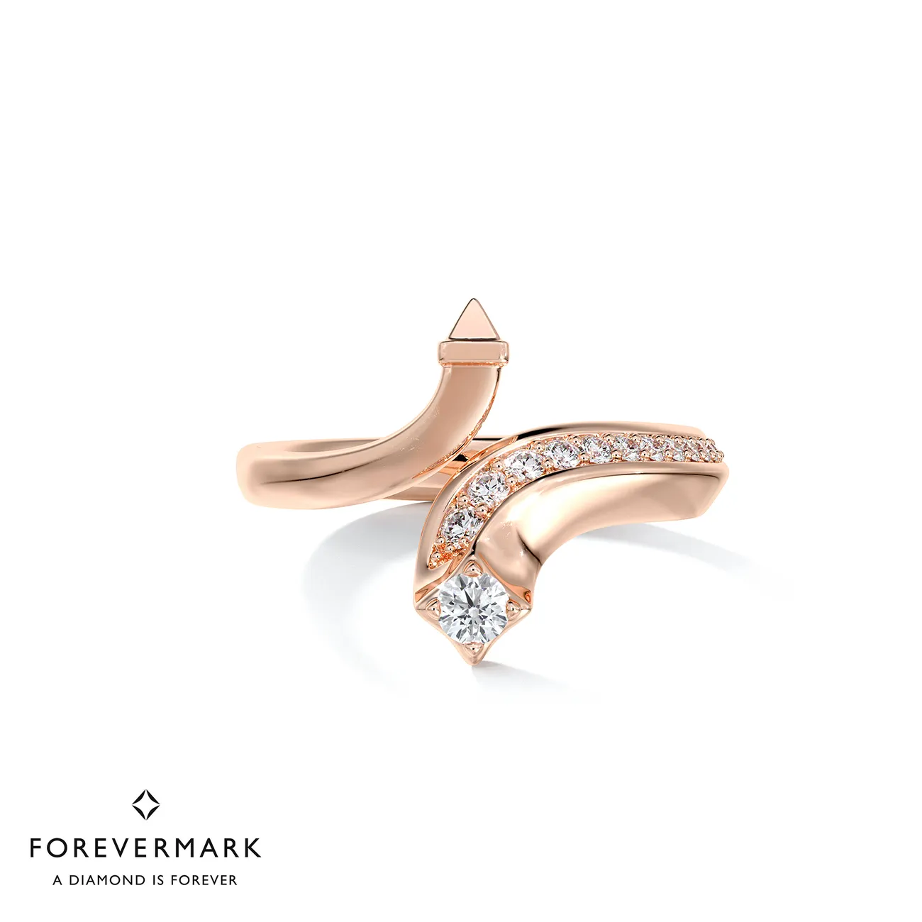 Forevermark Avaanti™ Pavé Swirl Diamond Ring in 18K Rose Gold - DeGem Malaysia